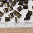 thumbnail image 2 of U8MO 118pcs/10g Opaque Glass TILA Tiny Beads 2-Hole Loose Spacer DIY Craft 5x5x1.9mm-Metallic Brown Iris, 2 of 5
