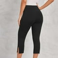 thumbnail image 6 of UVEASISHA Solid Capri Leggings for Women Side Split High Waisted Cropped Pants Summer Casual Yoga Capris Black XL, 6 of 6