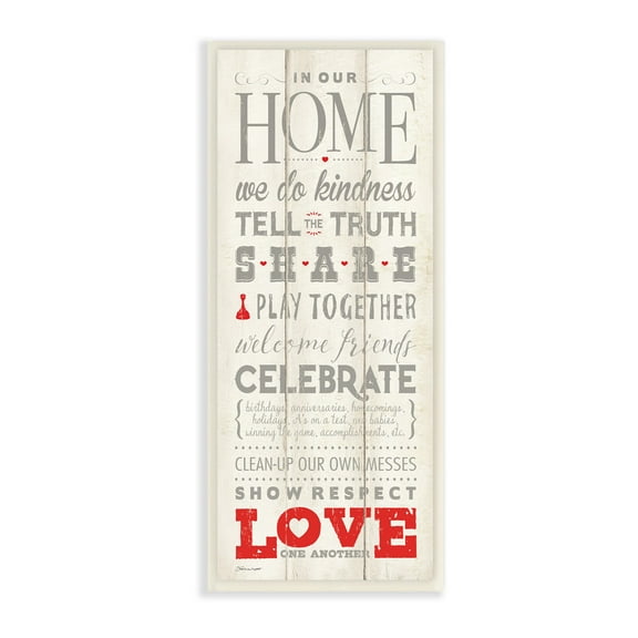 The Stupell Home Decor Collection Home Share Love Grey Red and White Planked Look Wall Plaque Art, 7 x 0.5 x 17