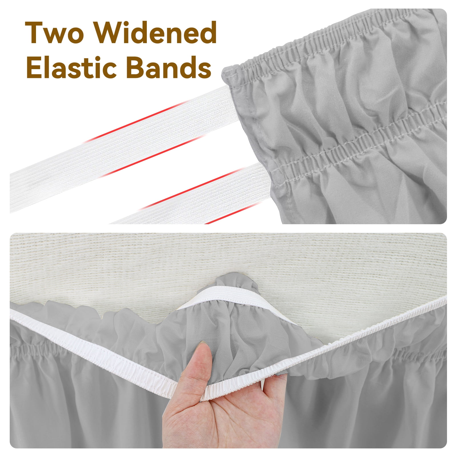 Gray Dorm Bed Skirt, Twin XL Size with 32" Drop, Easy Wrap-Around Elastic Design & Machine Washable Solid Fabric for Bedroom Decor
