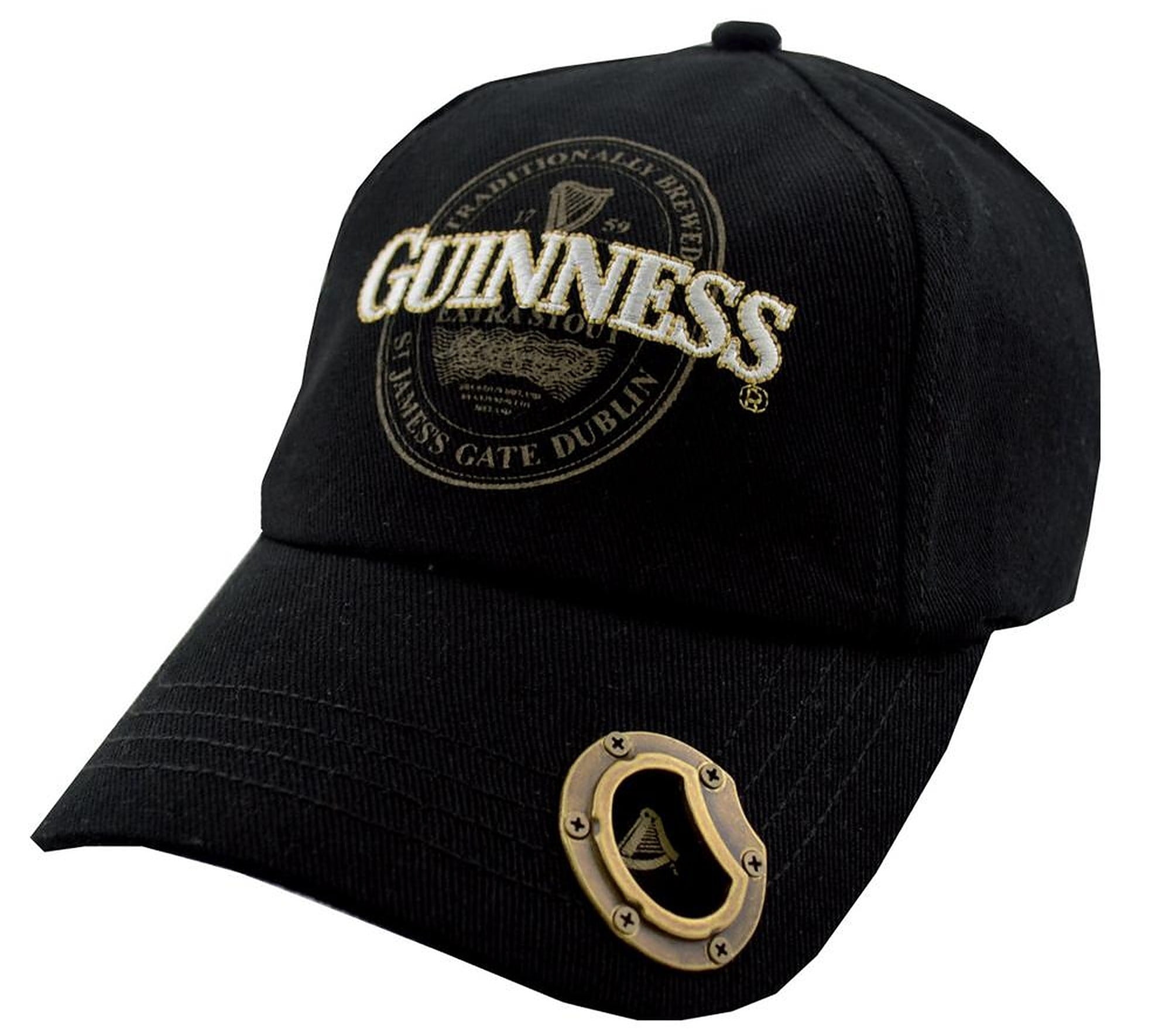 Black Guinness Woven Beanie Hat With Dublin Ireland Label Design