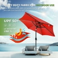 thumbnail image 4 of Scafild | 7.5FT Meteor Shower Lights Patio Umbrella, Outdoor Table Umbrella with 108 LED Solar Lights, Push Button Tilt and Crank, Market Umbrella for Garden, Deck, Backyard, Pool - Red, 4 of 9