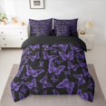 thumbnail image 2 of Homewish Cute Dreamy Butterfly Bedding Comforter Set 7 Pieces for Girl, Kawaii Animal Moth Full Bedding Set, Purple Cartoon Theme Reversible Fitted Sheet Flat Sheet, Ultra Soft Bedroom Decor, 2 of 7