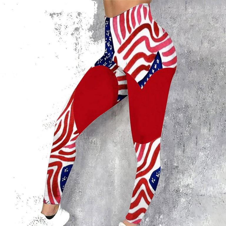 YWDJ Flag Print Leggings American Flag Clothing Fashion Stretch Leggings  Fitness Running Gym Sports Full Length Active Pants Stand Out on the 4th of