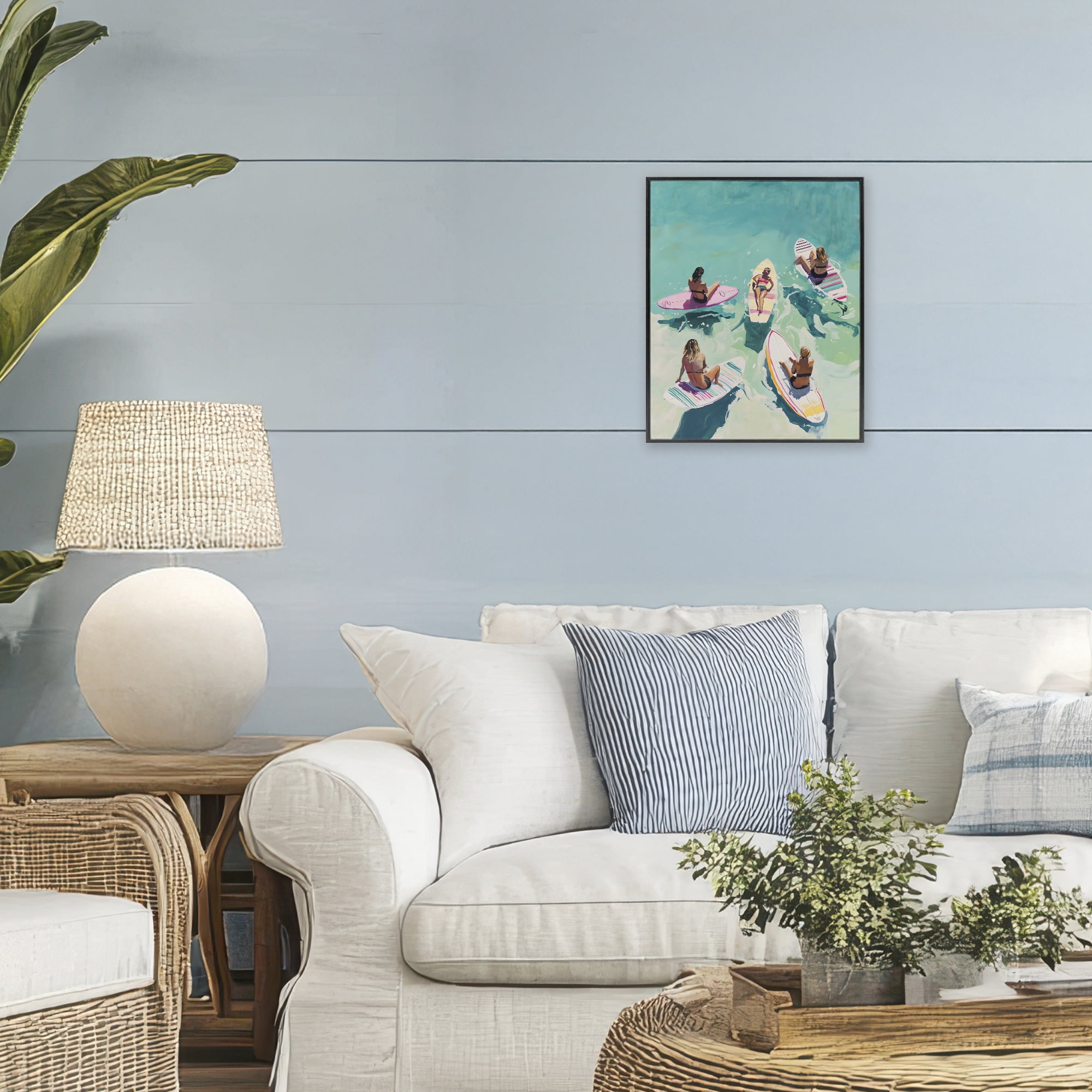 Stupell Industries Women Surfers at Turquoise Beach Black Framed Giclee Art, design by The Prints Vibe