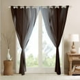 thumbnail image 5 of Gradient Terra Brown and Grey Curtains & Drapes 2 Panels 52"Wx63"L,Silver Foil Print Wave Striped Curtains Ombre Blackout Curtains,Abstract Art Room Decor Aesthetic, 5 of 6