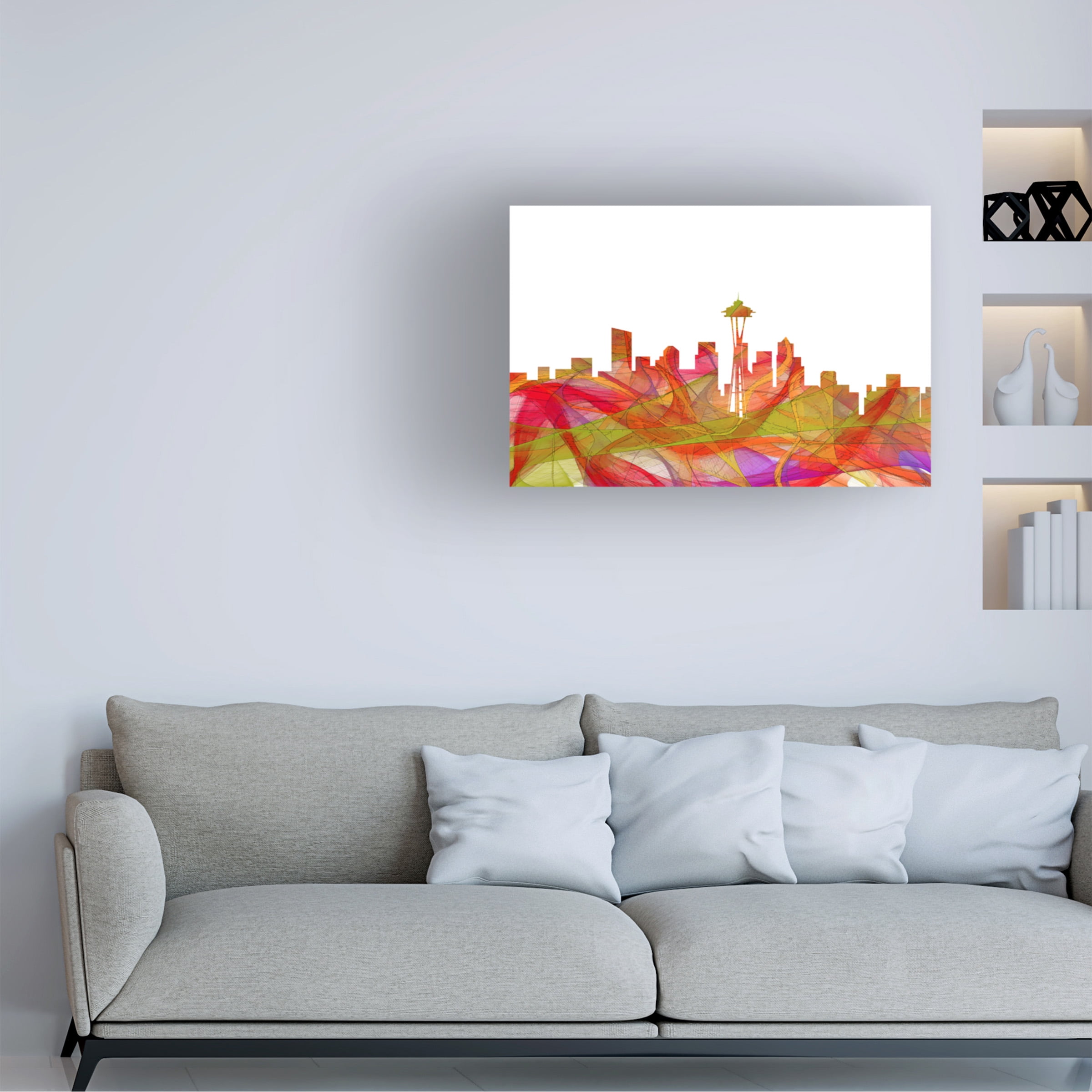 Marlene Watson 'Seattle Washington Skyline Summer Swirl' Canvas Art
