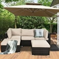 thumbnail image 4 of Costway 5PCS Patio Rattan Furniture Set Ottoman Table, 4 of 12