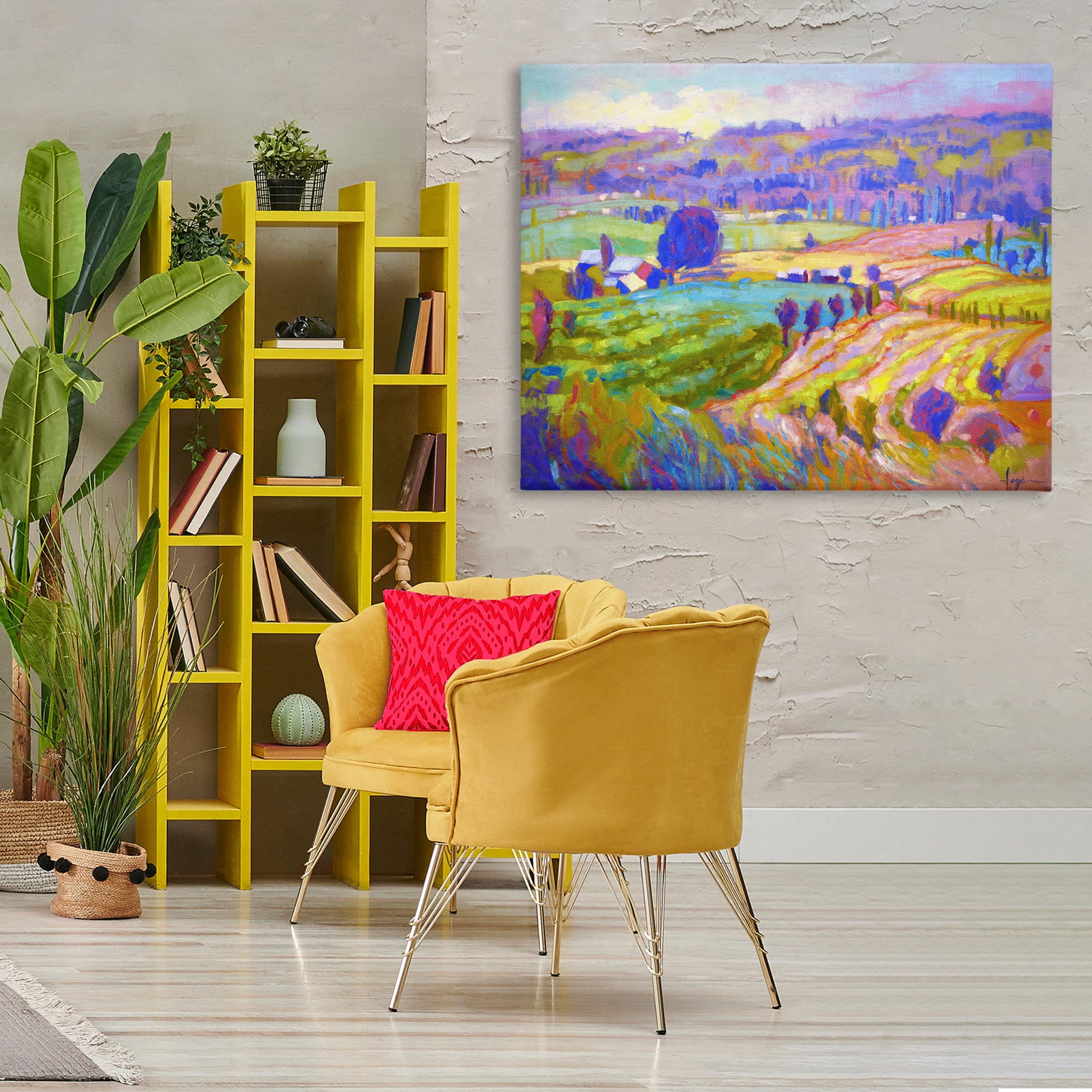 Stupell Industries Classic Farm Purple Accents Landscape & Nature Painting Wrapped Canvas Art Print Wall Art, 48 x 36