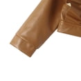 thumbnail image 4 of Godderr Girls Leather Jacket Short Coats for Baby Toddler Ruffle Edge Lapel Leather Zipper Outerwear Fall Winter with Hat Motorcycle Jackets Brown PU Faux Leather Coat for 2-7Y, 4 of 6