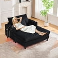 thumbnail image 2 of Newest Oversized Corduroy Recliner Sofa with USB Charging, RGB Lights & Cup Holder - Deep Seat Chaise Lounge with Pillows for Living Room, Bedroom, Game Room,Black, 2 of 9