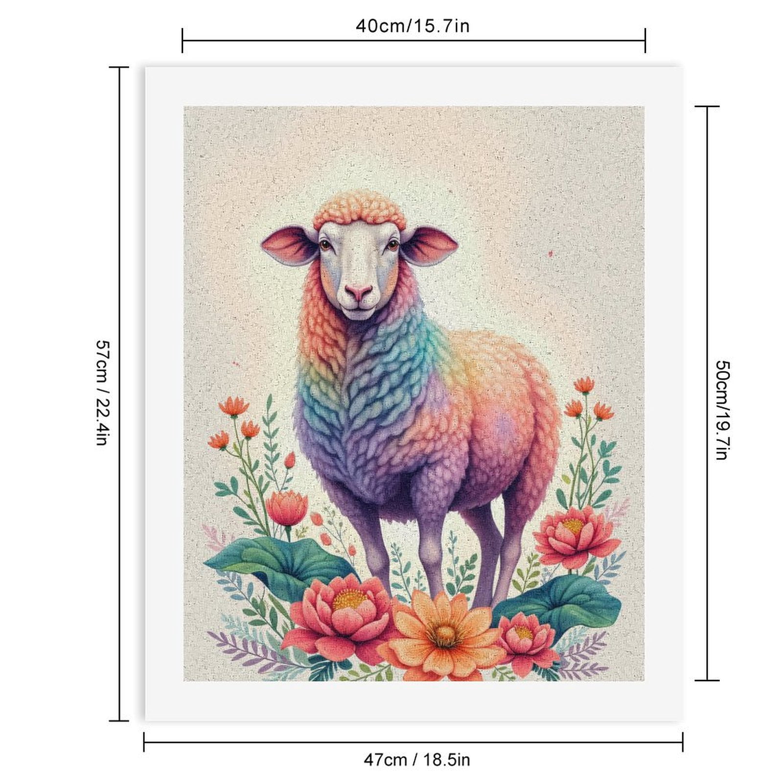 Paint By Numbers Kit for Adults Beginner - Rainbow Sheep Blossoms Art DIY Canvas Painting Kits for Adults, Frameless Paint By Number for Adults for Home Wall Decor 16x20 Inch