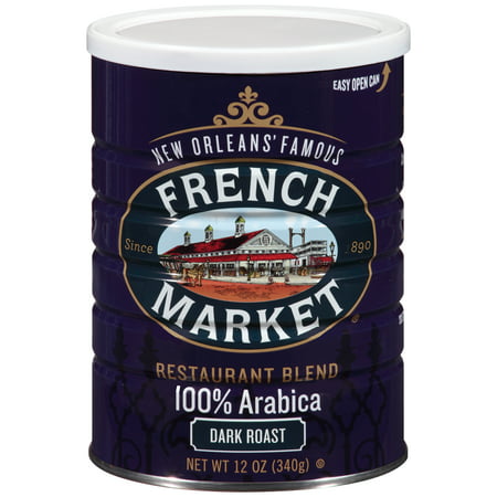 French Market Coffee, Restaurant Blend Dark Roast Can, 12