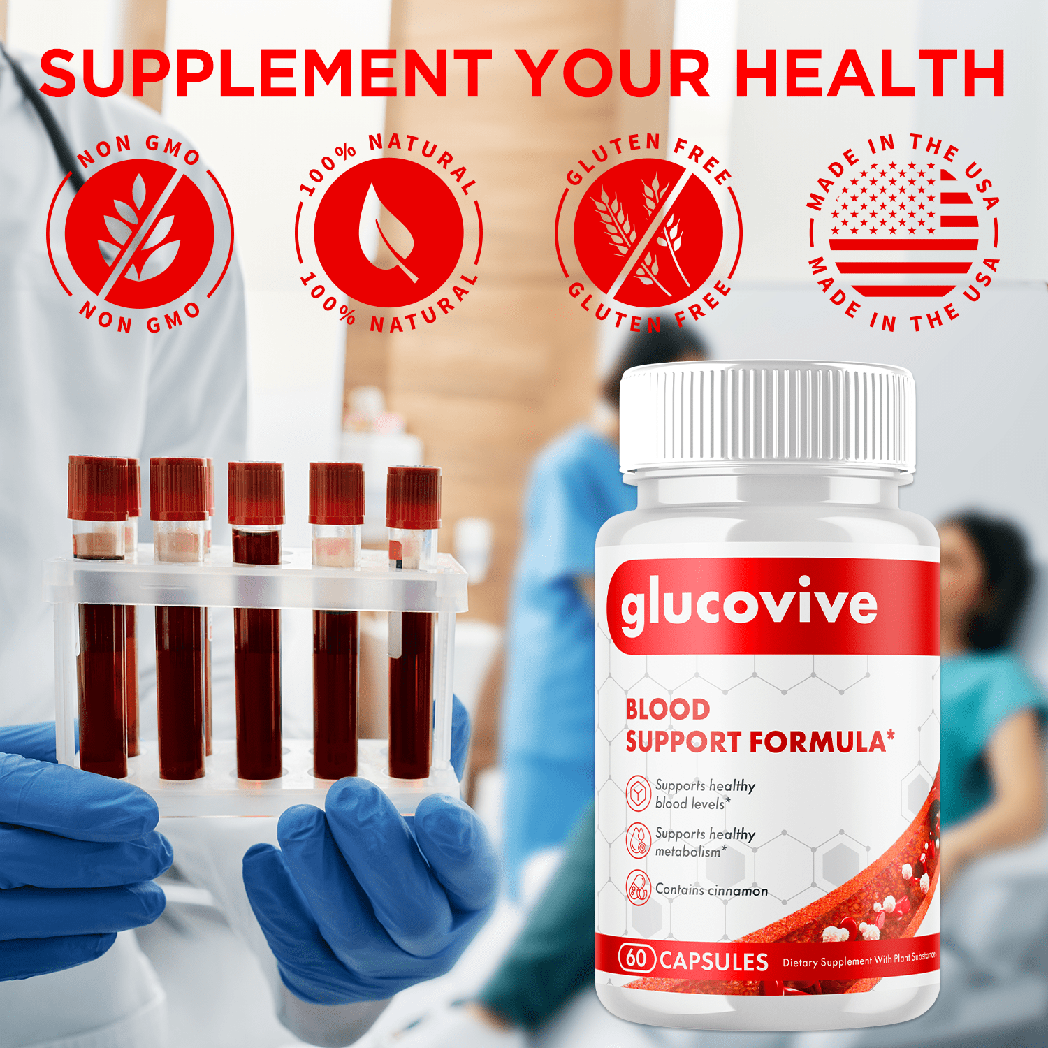 Glucovive Blood Balance Support Pills Advanced Formula Vitamin Supplement Gluco Vive 180 Capsules