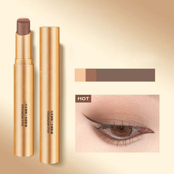 Fiudx Lápiz de Sombras de Ojos Cremoso 3 En 1, Versátil, con Tonos Mate y Brillantes de Larga Duración, Fórmula Resistente Al Agua y con Un Color Intenso, Delineador E Iluminador Facial, Duración Dur