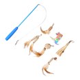 thumbnail image 1 of Fishing Rod Cat Toy, Cat Feather Toy High Sensitivity Safe Retractable Funny Lightweight Easy To Store With 6 Replacement Heads For Indoor, 1 of 8