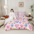 thumbnail image 4 of jejeloiu Bohemian Style Loves Queen Comforter Set,Valentine'S Day Bedding Sets,Cartoon Graffiti Heart Bedding Comforter Set For Girls,Super Cozy Room Decor Reversible,3-Piece, 4 of 8