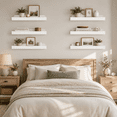 thumbnail image 5 of KAIWIN Floating Shelves for Wall, 15.7In White Wall Shelves for Decor Storage Set of 6, Wall Mounted Wood Shelves for Bedroom, Living Room, Bathroom, Kitchen, 5 of 5