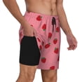 thumbnail image 2 of Yiaed Strawberries Print Mens Swim Trunks Bathing Suit Compression Liner Beach Swim Shorts Swimwear Quick Dry Zipper Pocket No-Chafing Board Short-Large, 2 of 6
