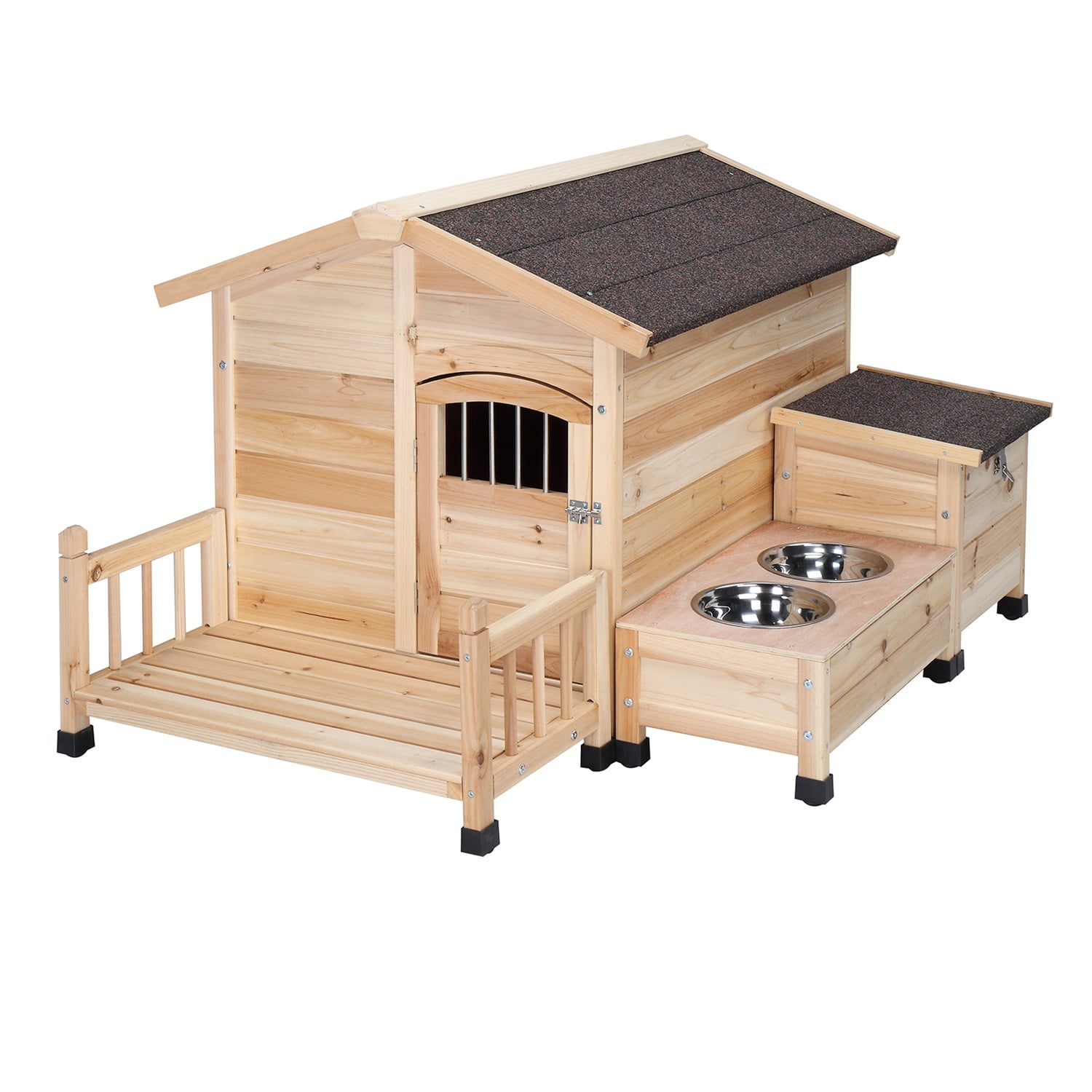 Pefilos 66" Large Wood Dog House with Porch for Small/Medium Dogs, Pet Shelter Pet Bunny House Outdoor Cat House, Gray Pefilos 66" Large Wood Dog House with Porch for Small/Medium Dogs, Pet Shelter Pet Bunny House Outdoor Cat House, Gray