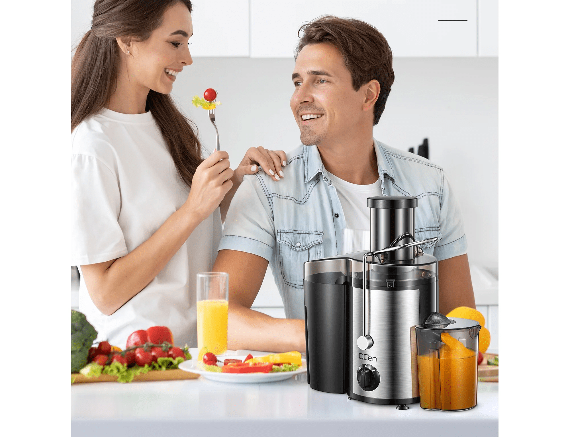 Qcen 501 500W Centrifugal Juicer Extractor With Wide Mouth 3'' Feed Chute, Aqua Qcen 501 500W Centrifugal Juicer Extractor With Wide Mouth 3'' Feed Chute, Aqua