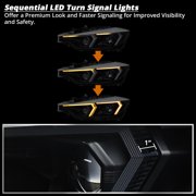 Spec-D Tuning Black LED Switchback Projector Headlights w/ Sequential Signal & Startup Animation Compatible with 2012-2015 BMW 3 Series F30 Sedan, Left + Right Pair Headlamp Assembly