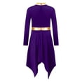 thumbnail image 5 of YiZYiF Kids Girls Liturgical Praise Dance Dress Church Long Sleeve Metallic Block Worship Tunic Purple 6, 5 of 7