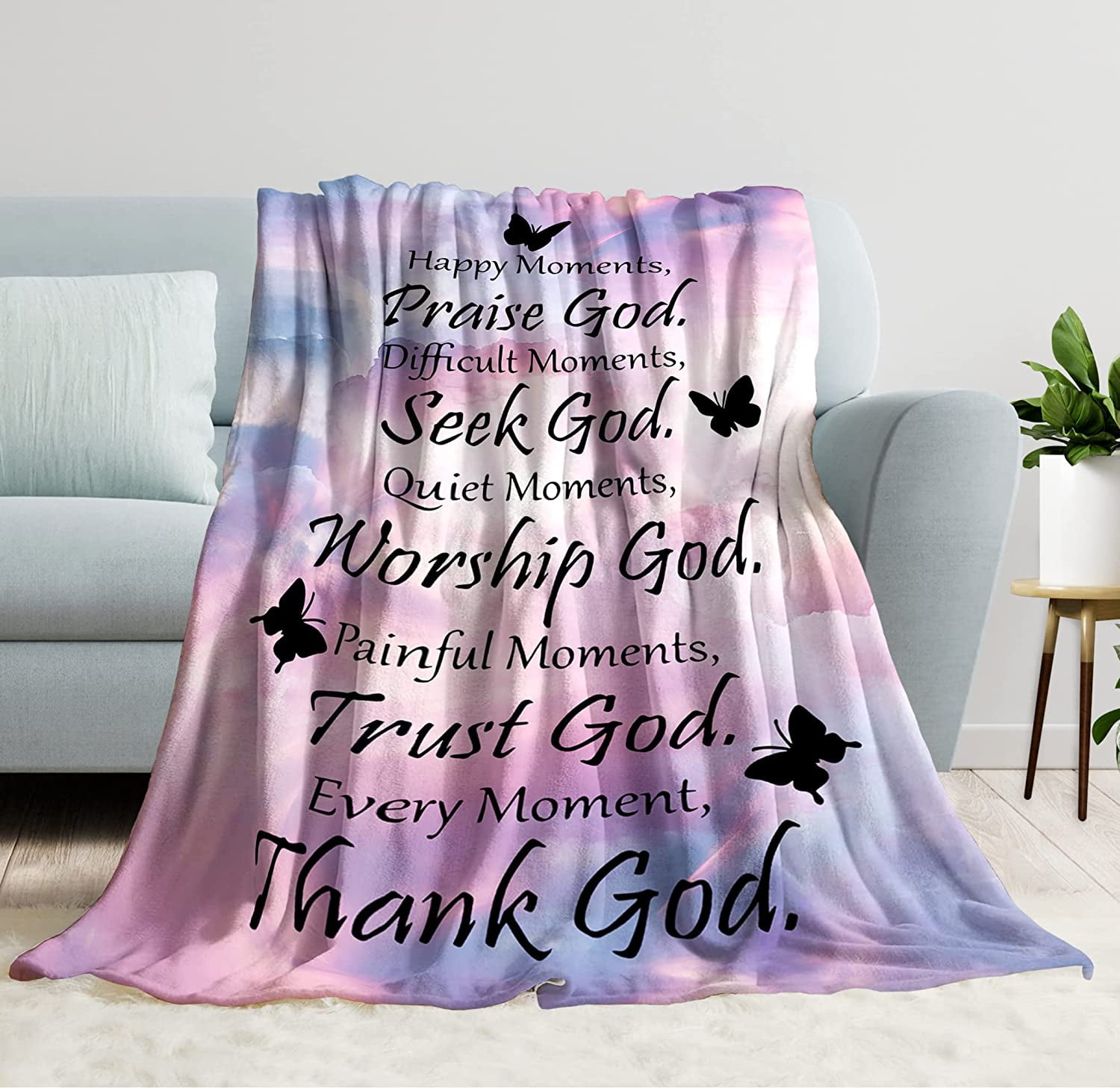 GDAKE Inspirational Blanket Healing Thoughts Throw Blanket Christian