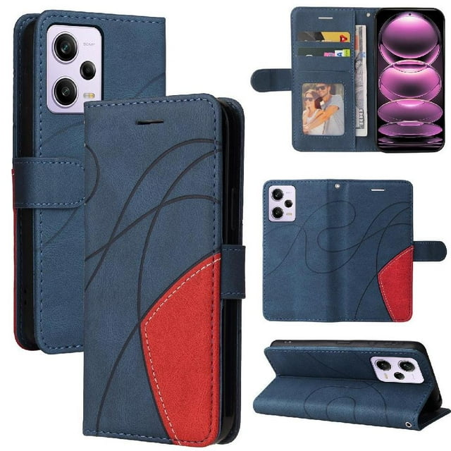 GANGXUN Flip Case for Xiaomi Redmi Note 12 Pro – Leather Wallet Cover with Card Slots, Kickstand & Color Stitching Protective Folio