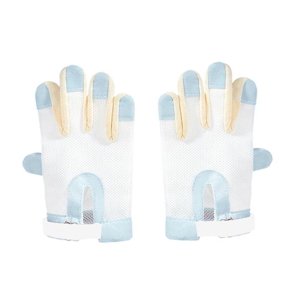 Kids Anti - Nail - Biting Finger Gloves, 5 - Finger Design For Children, 2 Packs In Cyan Blue Size S
