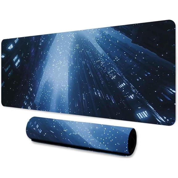 City Large Mouse Pad 31.5x11.8 Inches Winter Snow Scenery and Snowflakes Pattern Printed Game Mouse Pad for Home Studio Keyboard Table Mat BDHYMN283