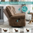 thumbnail image 3 of MEETWARM Massage Swivel Rocker Recliner with Heat and Vibration, Manual Glider Rocking Recliner Chair, 360Swivel Lounge Reclining Chair with Remote Control/USB Ports for Living Room(Brown), 3 of 7