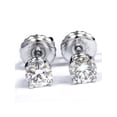 thumbnail image 2 of 1 Ct TW Round Diamond Screw Back Studs 14k White Gold Lab Grown Eco Friendly, 2 of 2