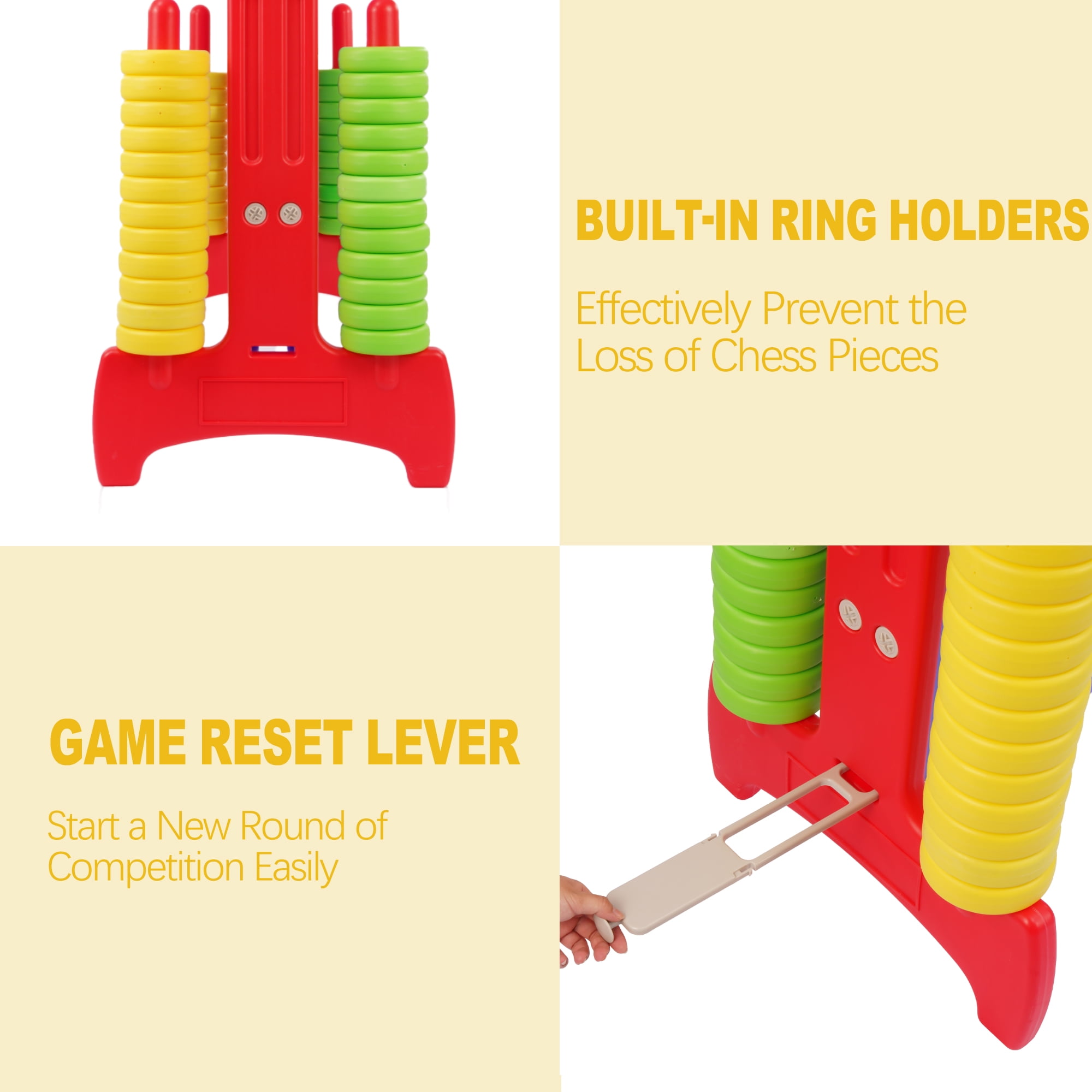 FlexWave 4-to-Score Game Set, with 42 Jumbo Rings and Quick-Release Slide, for All Ages, Perfect for Holiday Parties and Family Games, Small Size