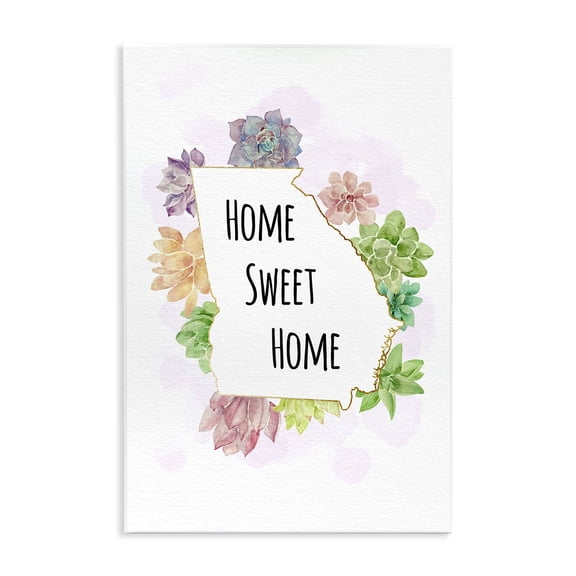 Stupell Industries Bohemian Georgia State Home Sweet Home Succulent Watercolor Vignette Wall Plaque Art, 10 x 15, by Ziwei Li