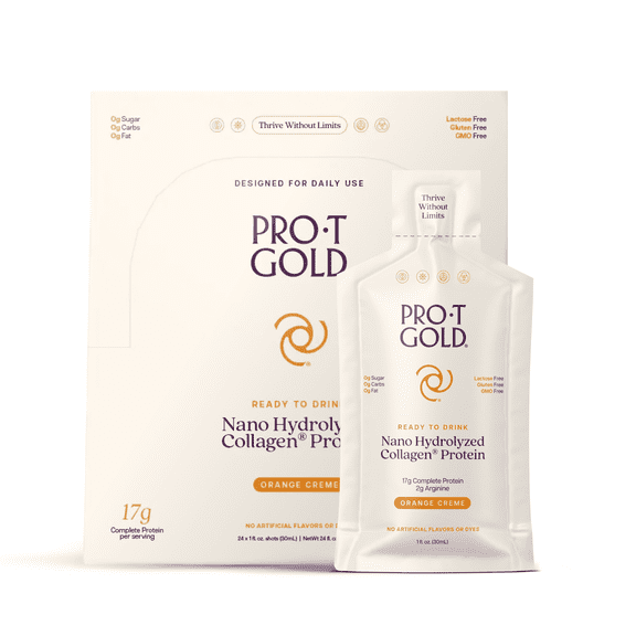 Liquid Collagen Protein Shot, 17g Clear Protein Nano-Hydrolyzed Grass Fed Collagen - Orange Creme