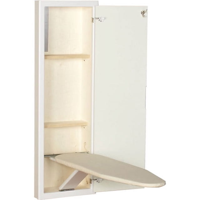 Essentiels pour la Maison 18100-1 Armoire Escamotable avec Planche à Repasser Intégrée Découpée dans le Mur pour Installation, Fini Blanc