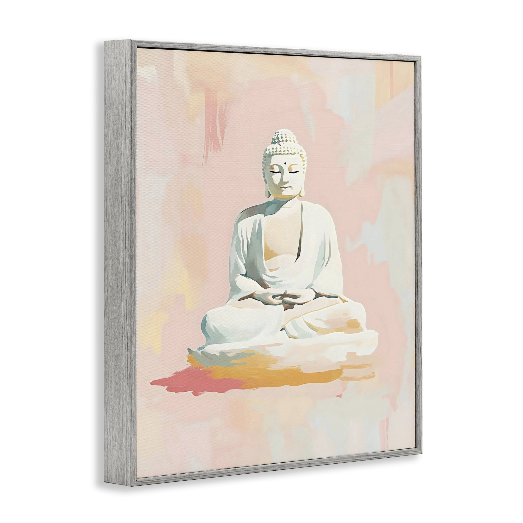 Stupell Industries Pastel Buddha In Quiet Meditation Gray Framed Giclee Art, design by The Prints Vibe