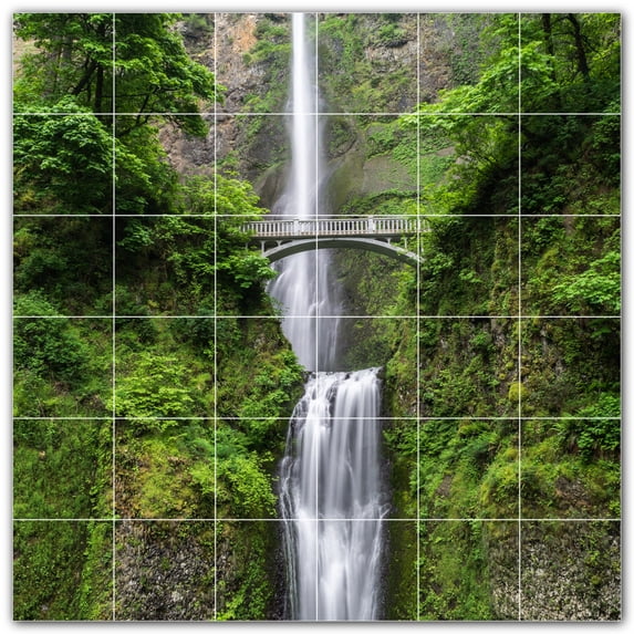 Picture-Tiles.com: Waterfalls Ceramic Tile Wall Mural WAL501097-66L. 48"W x 48"H using (36) 8" x 8" Ceramic Tiles-Satin Finish