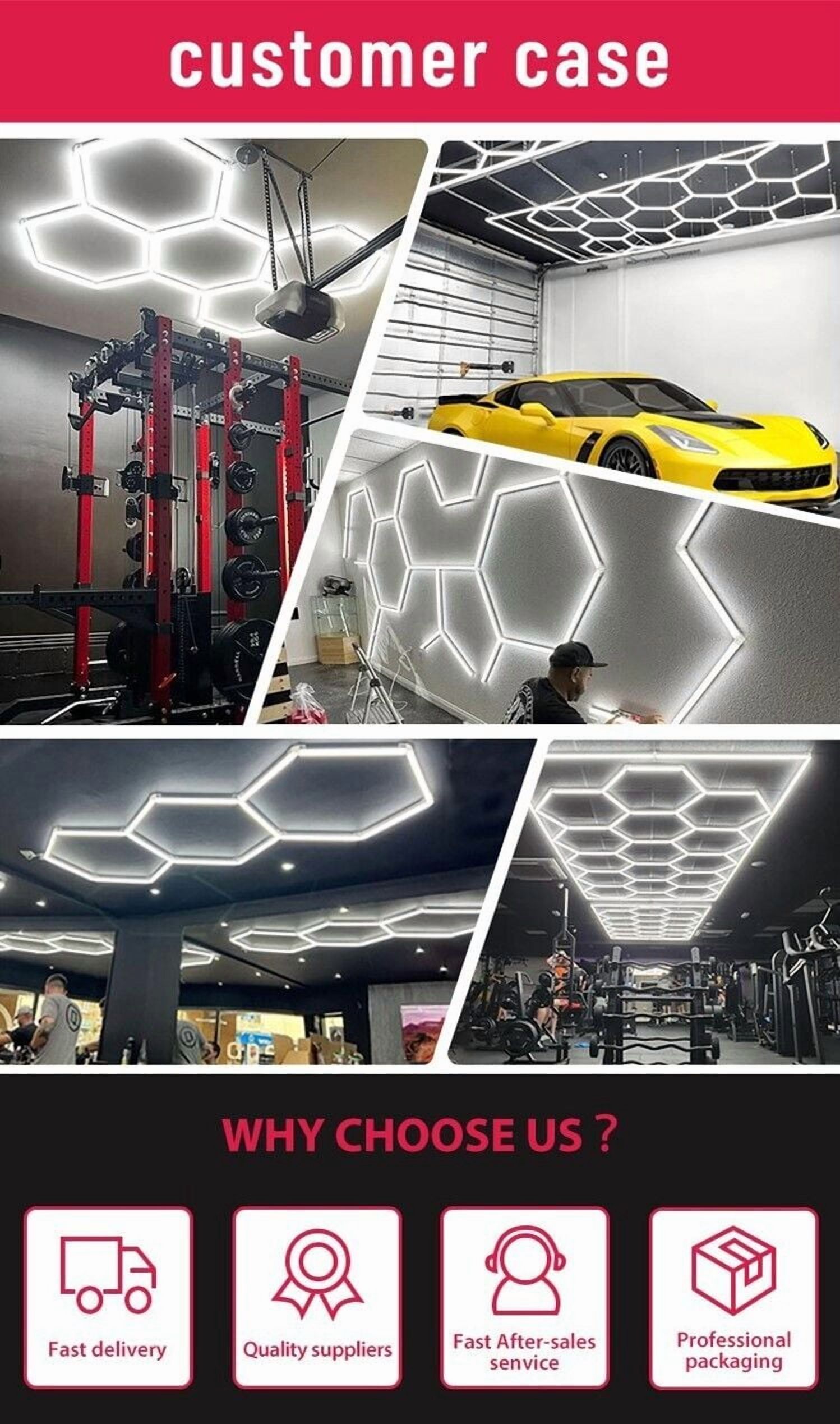 Led Hexagon Ceiling Workshop Lights Luxury Led Garage Gym Hexagonal Light 6500K