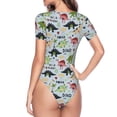 thumbnail image 4 of The Xecao Cute Dinosaurs Women's Crew Neck Body Suit, a short-sleeved bodysuit and basic swimsuit, both comfort and style for dating and daily life, 4 of 9