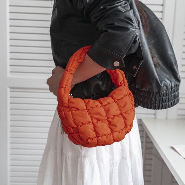 Bolsos Mujer Bolso De Hombro Acolchado Nube Mini Bolso De Mano Bolso Cruzado Tote Naranja