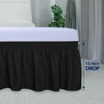 thumbnail image 3 of CHUANK Wrap Around Ruffled Bed Skirt with Adjustable Elastic Belt - 15 Inch Drop Easy to Put On  Wrinkle Free Bedskirt Dust Ruffles  Frame Cover for Queen  King and C-King Size Beds  Blac, 3 of 7