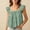 #0187-Mint Green, variant on Women's Tunic Tops Loose Fit Ruffle Short Sleeve Shirts Plain Pleated Square Neck Summer Casual Tops