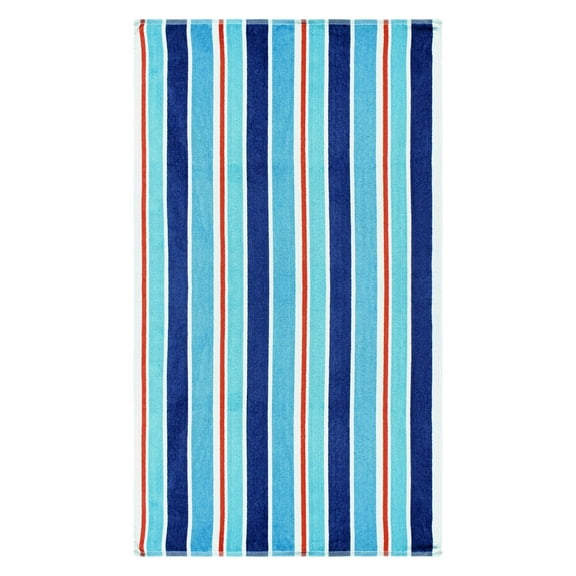 100% Cotton Ocean Stripes Oversized Beach Towel - Blue Default Title