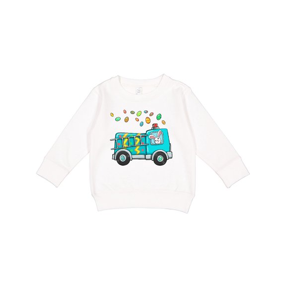 Inktastic Easter Bunny and Fire Truck Toddler Sweatshirt