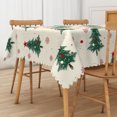 thumbnail image 3 of Duangreer Beige Christmas Rectangle Tablecloth, Retro Cartoon Xmas Tree Print Waterproof Wrinkle Resistant, 60 x 84 Inch, Washable Table Cover for Party Decorations, 3 of 6