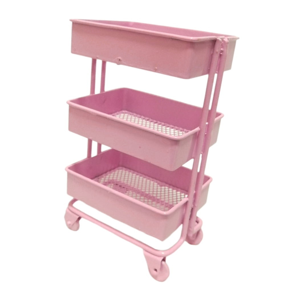 Details about   1/12 Scale Mini 3 Layer Storage Shelf w/ 4 Wheels Dollhouse Room Decor Accs Pink 