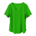 thumbnail image 3 of ZHENHONG T Shirts for Women,Casual Solid Color V Neck Tops Comfortable Breathable Short Sleeve Blouses,Green Women Blouses, 3 of 6