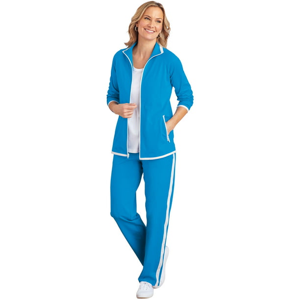 AmeriMark Women Striped Sweatsuit Set – Soft 2-Piece Tracksuit Zip-up Jacket  Elastic Waist Pants – Relaxed Athletic Outfit - Walmart.com